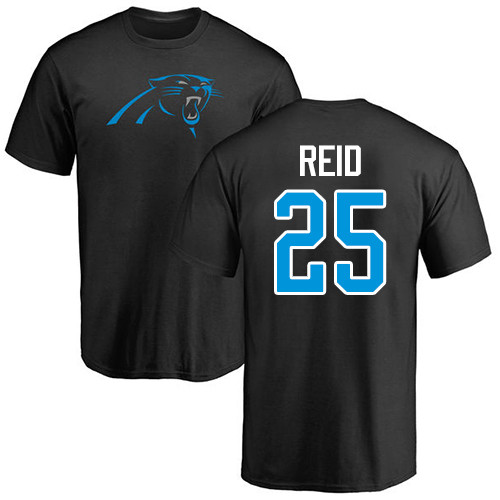 Carolina Panthers Men Black Eric Reid Name and Number Logo NFL Football #25 T Shirt->carolina panthers->NFL Jersey
